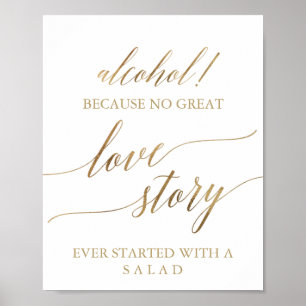 Affiche Panneau élégant en calligraphie dorée sur l'alcool