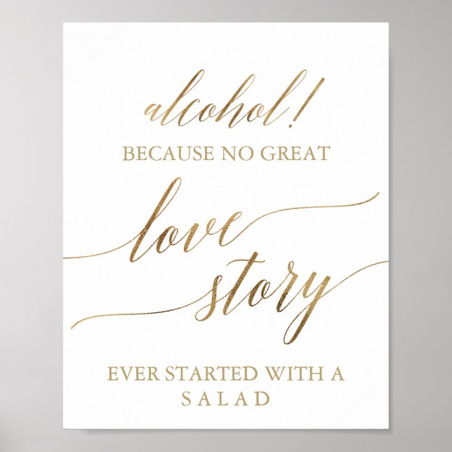 Affiche Panneau élégant en calligraphie dorée sur l'alcool (Devant)