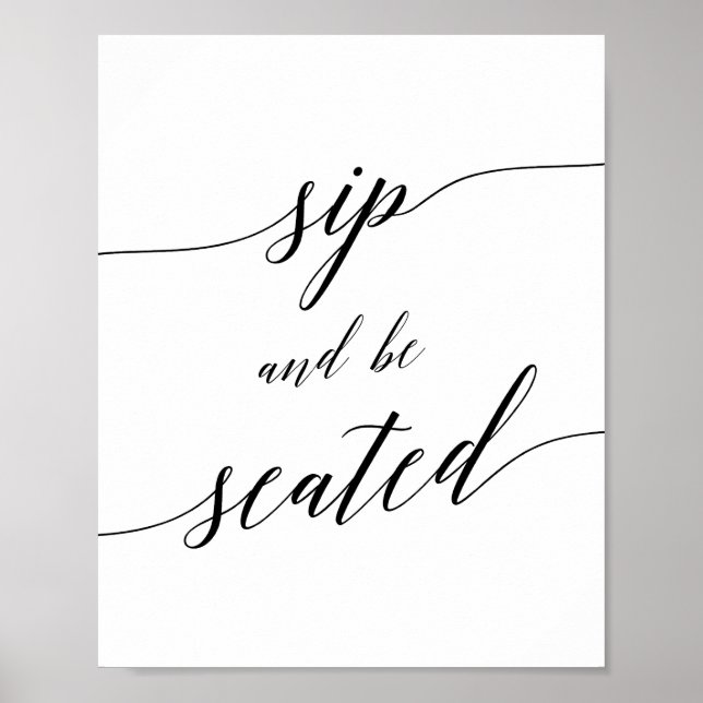 Affiche Panneau Élégant en Calligraphie Noire 'Sipez et As (Devant)