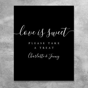 Affiche Panneau élégant en noir et blanc Love Is Sweet écr
