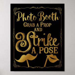 Affiche Panneau élégant en or pour photobooth de mariage
