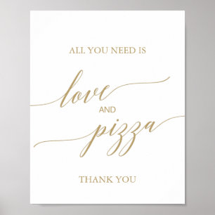 Affiche Panneau Élégant Plat en Calligraphie Or Amour et P
