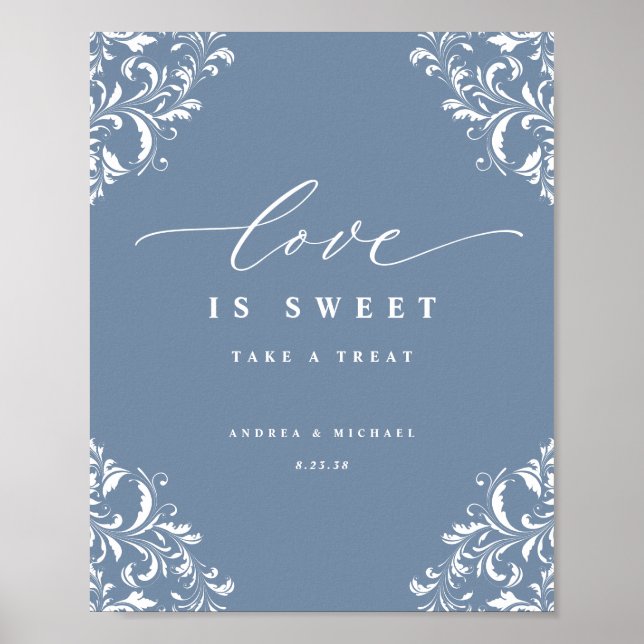 Affiche Panneau Élégant Poussiéreux Bleu Mariage L'amour e (Devant)