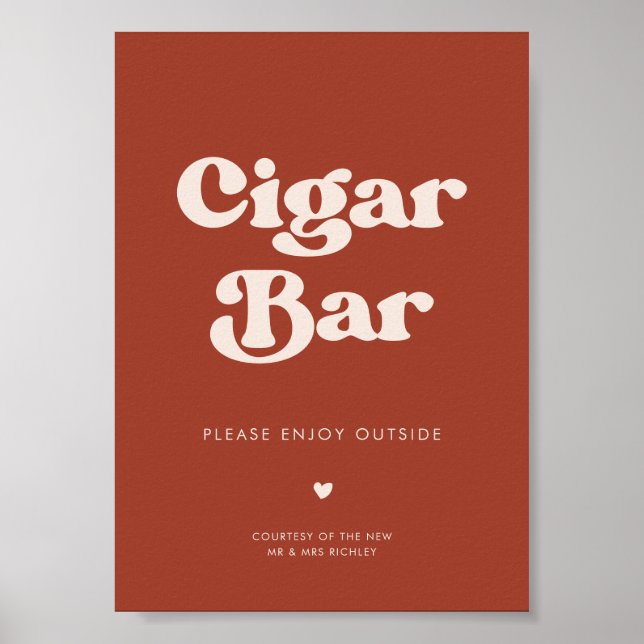 Affiche Panneau élégant rétro Mariage en terre cuite Cigar (Devant)
