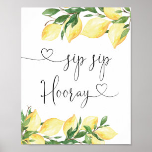 Affiche Panneau Élégant "Sip Sip Hourra" pour Baby Shower