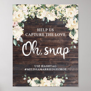 Affiche Panneau en bois rustique avec feuillage floral ver