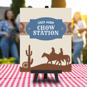 Affiche Panneau Enfants Blue Western "Chuck wagon chow sta