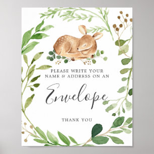 Affiche Panneau Enveloppe Baby shower cerf