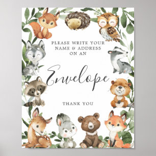 Affiche Panneau Enveloppe Baby shower de l'adresse des ani