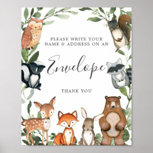 Affiche Panneau Enveloppe Baby shower de l'adresse des ani