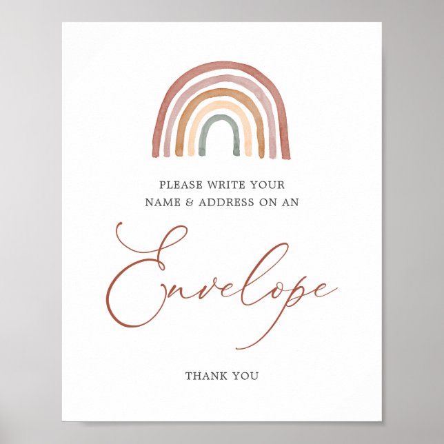 Affiche Panneau Enveloppe du Baby shower arc-en-ciel (Devant)