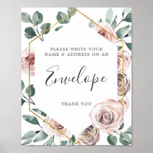 Affiche Panneau Enveloppe du Baby shower d'adresse du Rose