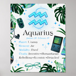 Affiche Panneau étoile Aquarius Zodiac Y2K Blanc 4:5 Poste