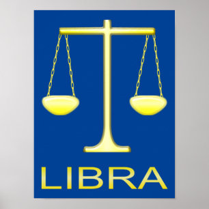 Affiche Panneau étoile Balance dorée de Libra