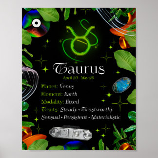 Affiche Panneau étoile Taurus Zodiac Y2K Noir 4:5