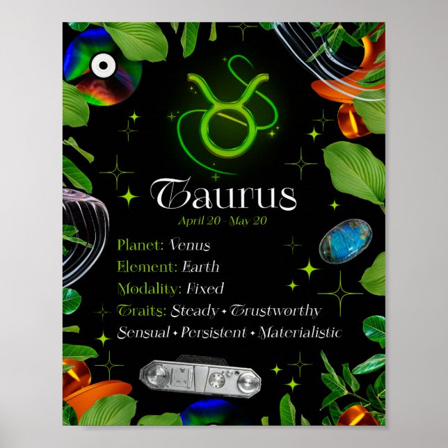 Affiche Panneau étoile Taurus Zodiac Y2K Noir 4:5 (Devant)
