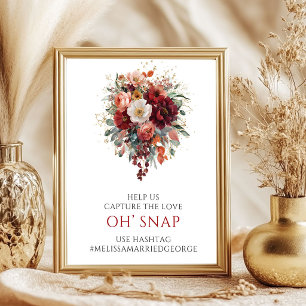 Affiche Panneau Fantaisiste Automne Rouge Floral Oh Snap