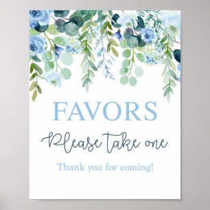 Affiche Panneau Faveurs floral bleu