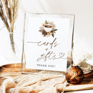 Affiche Panneau Fête des mariées café et cartes cadeaux