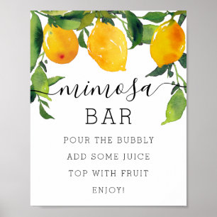 Affiche Panneau Fête des mariées Citrus citron Mimosa Bar
