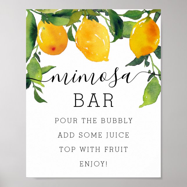 Affiche Panneau Fête des mariées Citrus citron Mimosa Bar (Devant)
