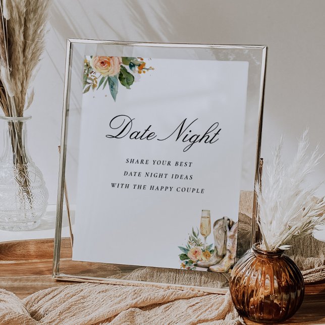 Affiche Panneau Fête des mariées Date Night Boots and Bubl (Créateur téléchargé)