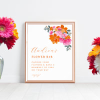 Panneau Fête des mariées florale rose et orange