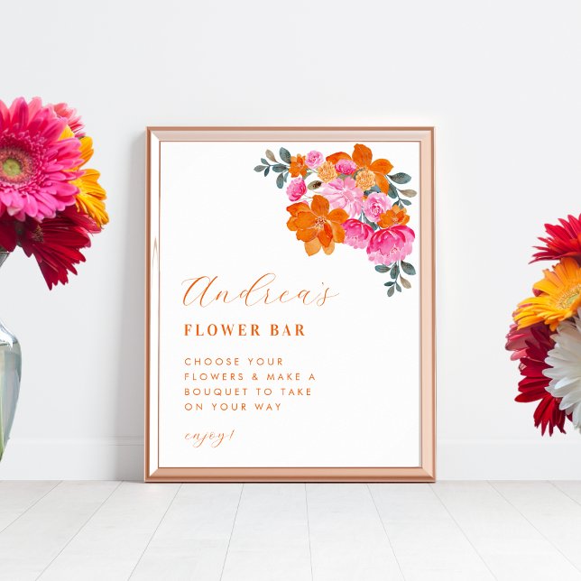 Affiche Panneau Fête des mariées florale rose et orange (Créateur téléchargé)