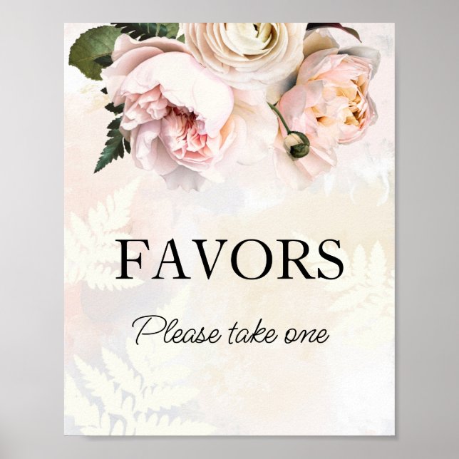 Affiche Panneau Fête des mariées Rose Floral Faveurs (Devant)