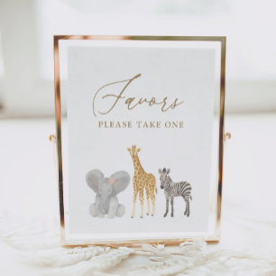 Affiche Panneau Fille Baby shower Safari Faveurs