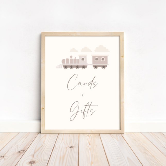 Affiche Panneau Filles roses Train Cartes d'anniversaire e (Super cute and customizable table sign!)