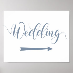 Affiche Panneau fléché Mariage bleu foncé