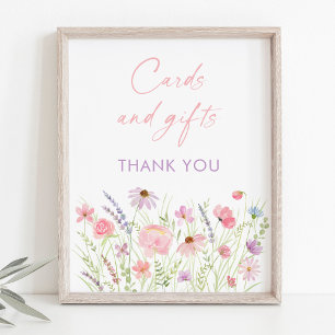 Affiche Panneau Fleur sauvage Pastel rose Cartes et Cadeau