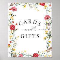 Panneau fleur sauvage Rouge Jaune Cartes et Cadeau