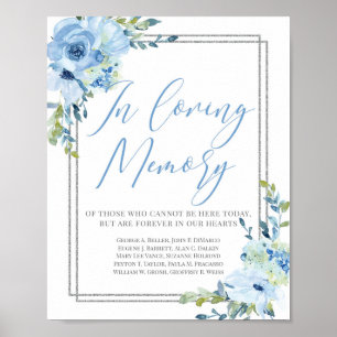 Affiche Panneau fleuriste argent bleu poussiéreux en souve