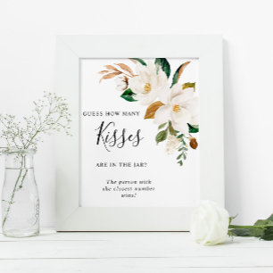 Affiche Panneau Fleurs Blanches Combien de Baisers
