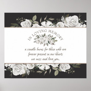 Affiche Panneau Fleurs Blanches Vintage Cherish En Mémoire