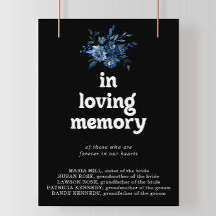 Affiche Panneau Fleurs Bleu Marine de la Royal Navy En Sou
