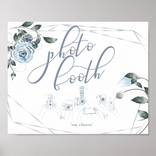 Affiche Panneau Fleurs Bleu Poussiéreux Photomaton (Devant)