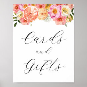 Affiche Panneau Fleurs d'agrumes roses Cartes et cadeaux