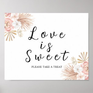 Affiche Panneau Fleurs Roses Bohème Love is Sweet