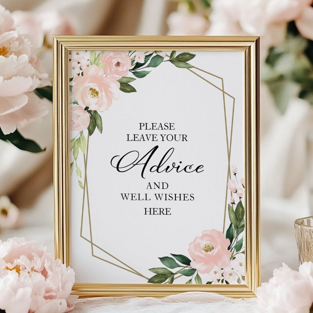 Affiche Panneau Fleurs Roses Géométriques Conseils et Vœux (Créateur téléchargé)