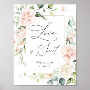 Affiche Panneau Fleurs Rouges L'amour est une douce friand
