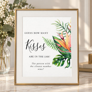 Affiche Panneau Fleurs Tropicales Combien de Bisous