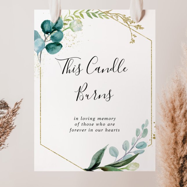 Affiche Panneau Fleurs Tropicales Vertes Bougie Allumée Or (Créateur téléchargé)