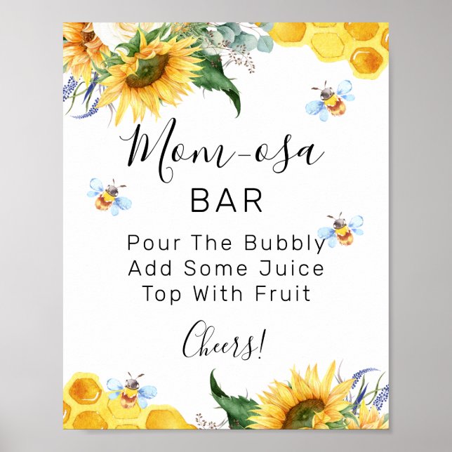 Affiche Panneau Floral Baby shower d'abeille de tournesol  (Devant)