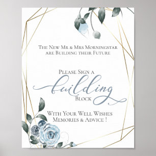 Affiche Panneau Floral bleu Dusty de l'immeuble d'hôtes