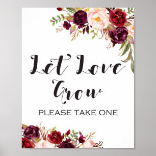 Affiche Panneau floral boho Bourgogne - Laissez l'amour gr