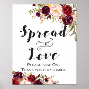 Affiche Panneau floral boho Bourgogne - Répandez l'amour