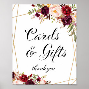 Affiche Panneau floral boho burgundy 8x10"